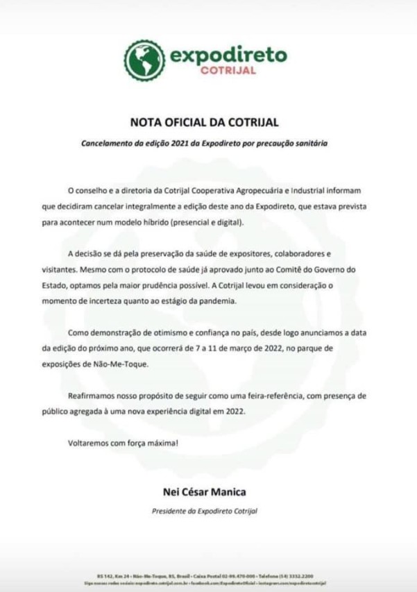 NOTA CANCELAMENTO EXPODIRETO